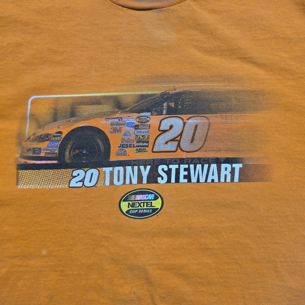 Y2K Distressed Gorpcore Tee Mens XL Orange 2006 NASCAR Tony Stewart Nextel‎ Cup - Picture 2 of 13